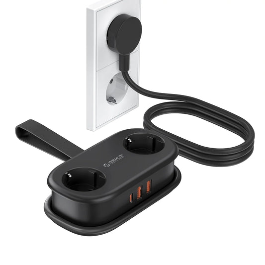 Predlžovačka Orico APP, 2 x Schuko - 2 x USB-A - 1 x USB-C, Čierna