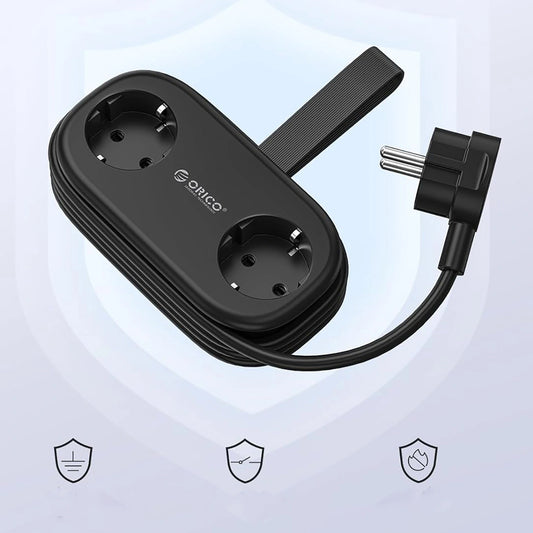 Predlžovačka Orico APP, 2 x Schuko - 2 x USB-A - 1 x USB-C, Čierna