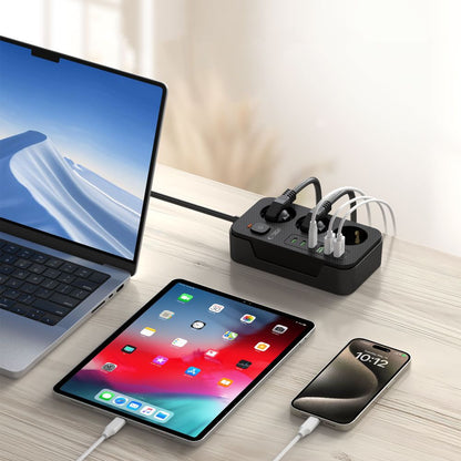Predlžovačka Tech-Protect PC3X6, 3 x Schuko, Čierna