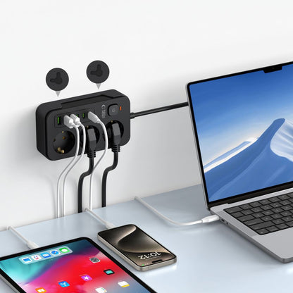 Predlžovačka Tech-Protect PC3X6, 3 x Schuko, Čierna