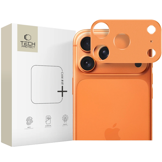 Ochranný rámik zadnej kamery Tech-Protect Camalloy Fit+ pre Apple iPhone 17 Pro, Hliník, Oranžová