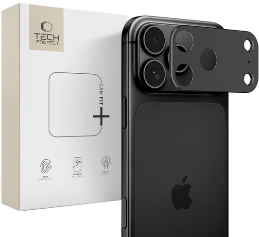 Ochranný rámik zadnej kamery Tech-Protect Camalloy Fit+ pre Apple iPhone 18 Pro Max, hliník, čierny