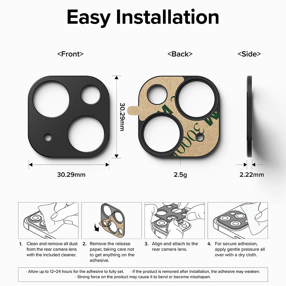 Rám ochrany zadnej kamery Ringke Styling pre Apple iPhone 15 Plus / 15, Hliník, Čierna
