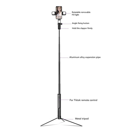 Selfie Stick Bluetooth Techsuit K30S, Univerzálny, Čierny