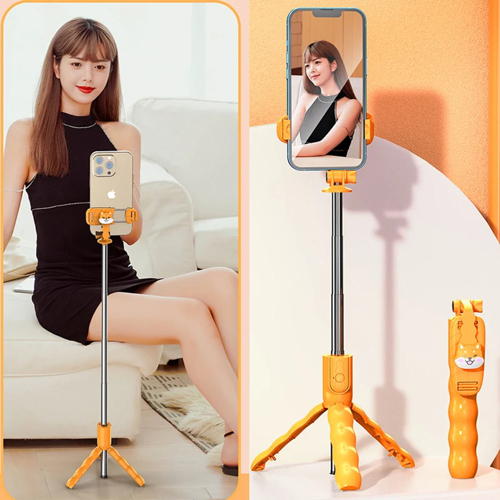 Selfie Stick Bluetooth Techsuit KT01, Univerzálny, Oranžový