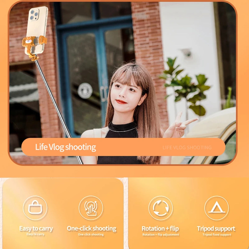 Selfie Stick Bluetooth Techsuit KT01, Univerzálny, Oranžový