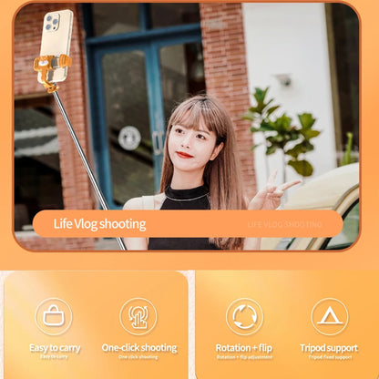 Selfie Stick Bluetooth Techsuit KT01, Univerzálny, Oranžový