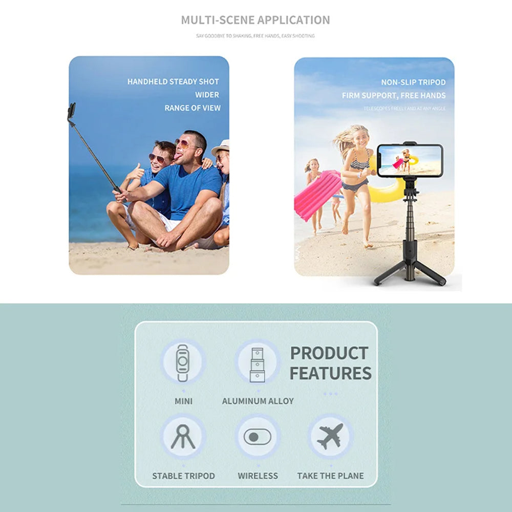 Selfie Stick Bluetooth Techsuit L10, Univerzálny, Čierny