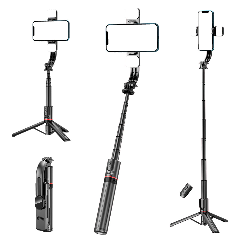 Selfie Stick Bluetooth Techsuit L12D, Univerzálny, Čierny