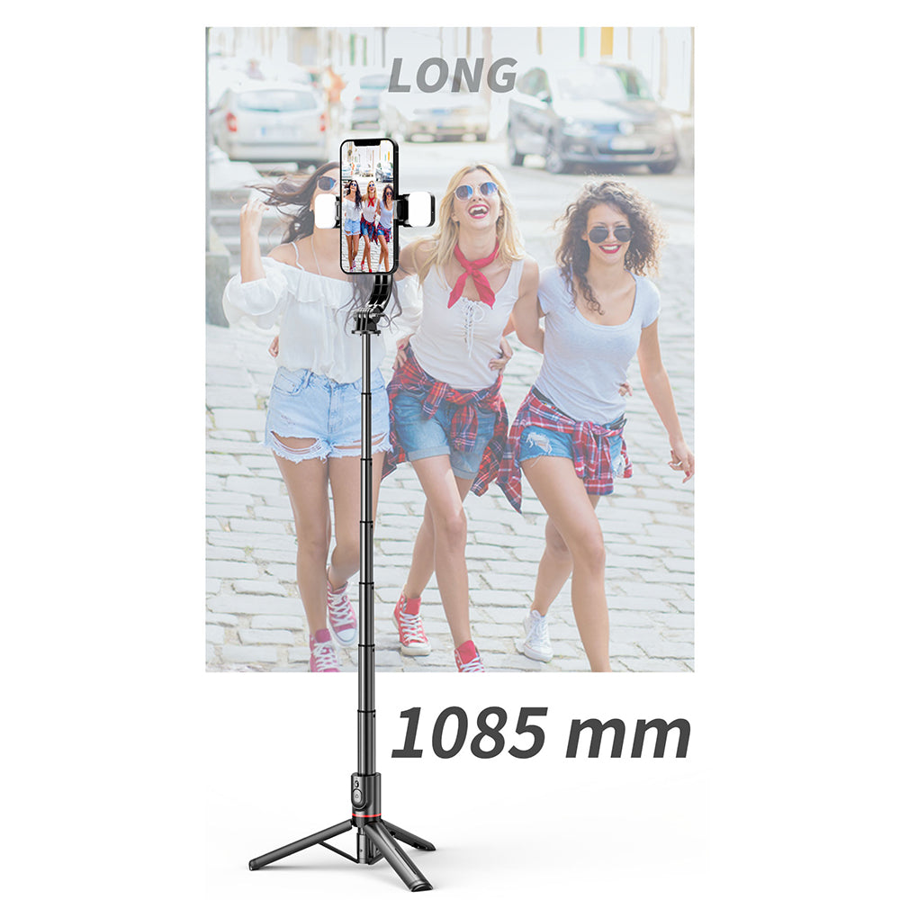 Selfie Stick Bluetooth Techsuit L12D, Univerzálny, Čierny
