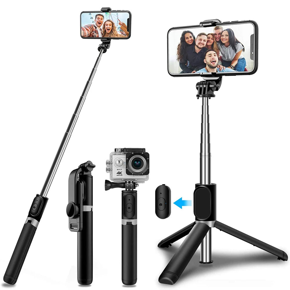 Selfie Stick Bluetooth Techsuit Q02, Universal, Black