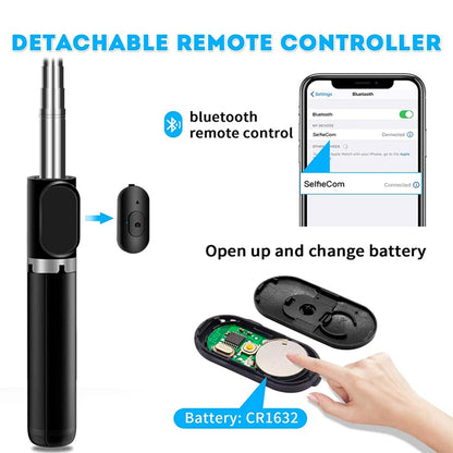 Selfie Stick Bluetooth Techsuit Q02, Universal, Black