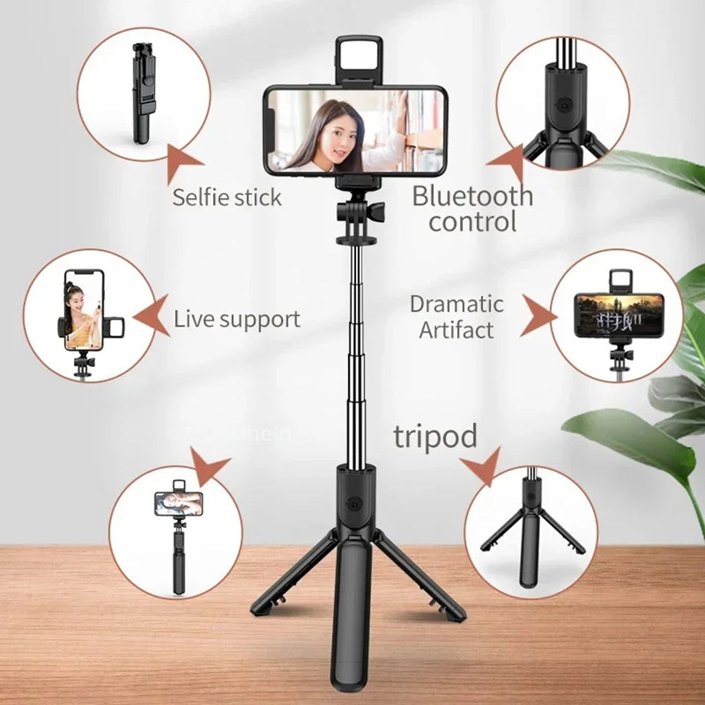 Selfie Stick Bluetooth Techsuit S03-S, Univerzálny, Čierny
