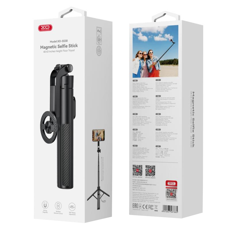 Selfie tyč Bluetooth XO Design SS30, univerzálna, čierna