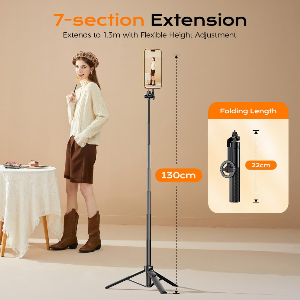 Selfie tyč Bluetooth XO Design SS30, univerzálna, čierna
