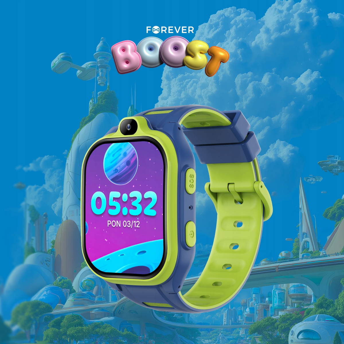Smartwatch Forever Kids Boost KW-530 Call, Modrá