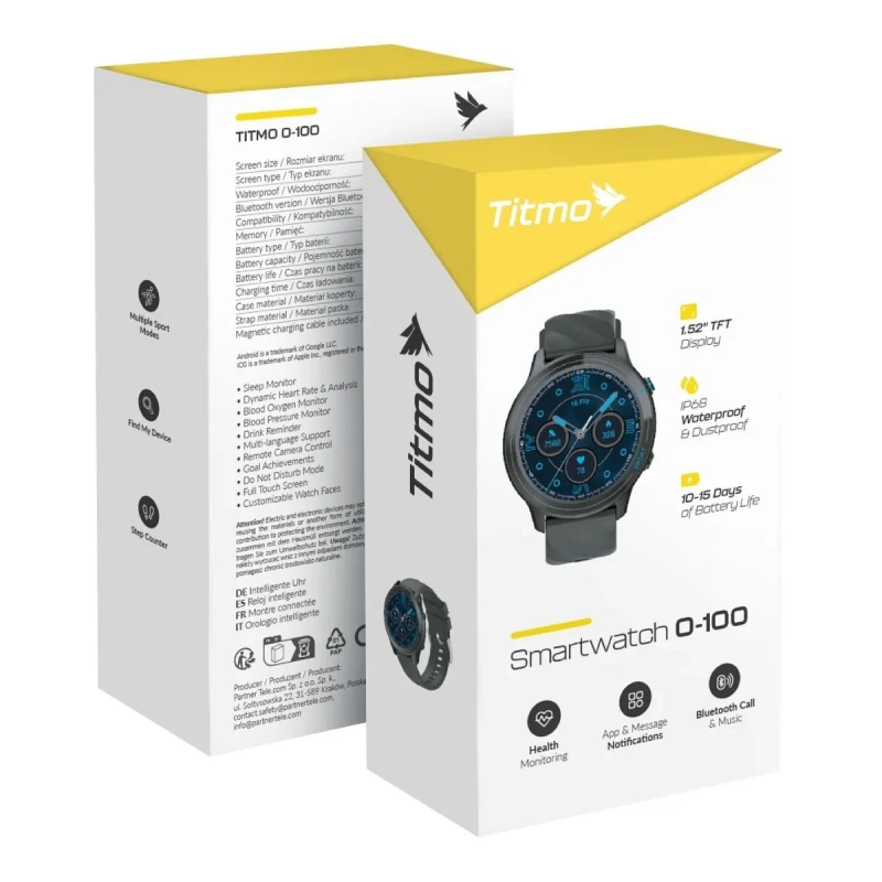 Smartwatch Titmo O-100 Call, Čierny