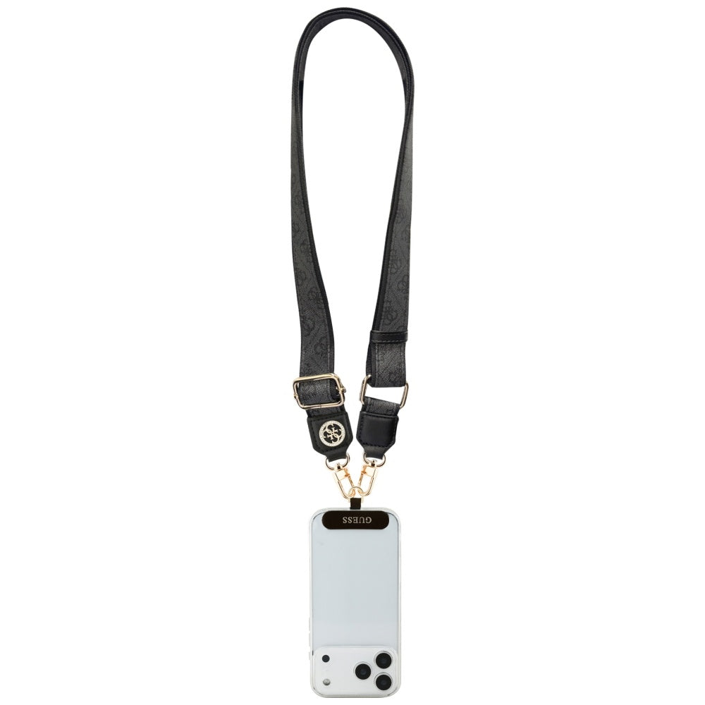 Šnúrka na telefón Guess 4G Strass Metal Logo, Čierna