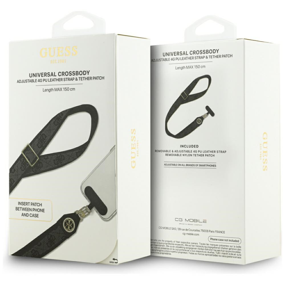 Šnúrka na telefón Guess 4G Strass Metal Logo, Čierna