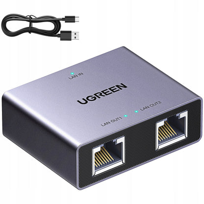Splitter sieť UGREEN NW301, RJ45 - 2 x RJ45, Sivý