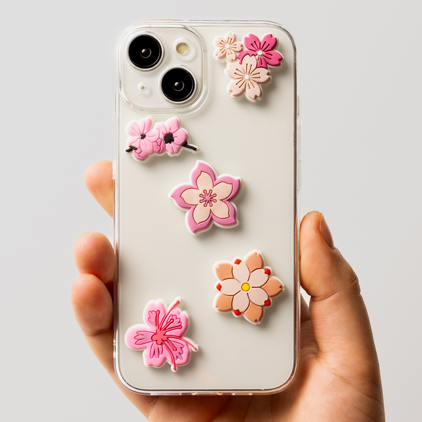 3D OEM nálepka Pink Blossom na obal na telefón / tablet, sada 5 kusov, viacfarebná