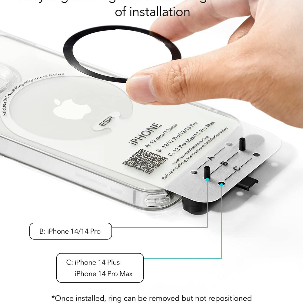 Metalická nálepka ESR HaloLock, Sada 2 kusy, Čierno-strieborná