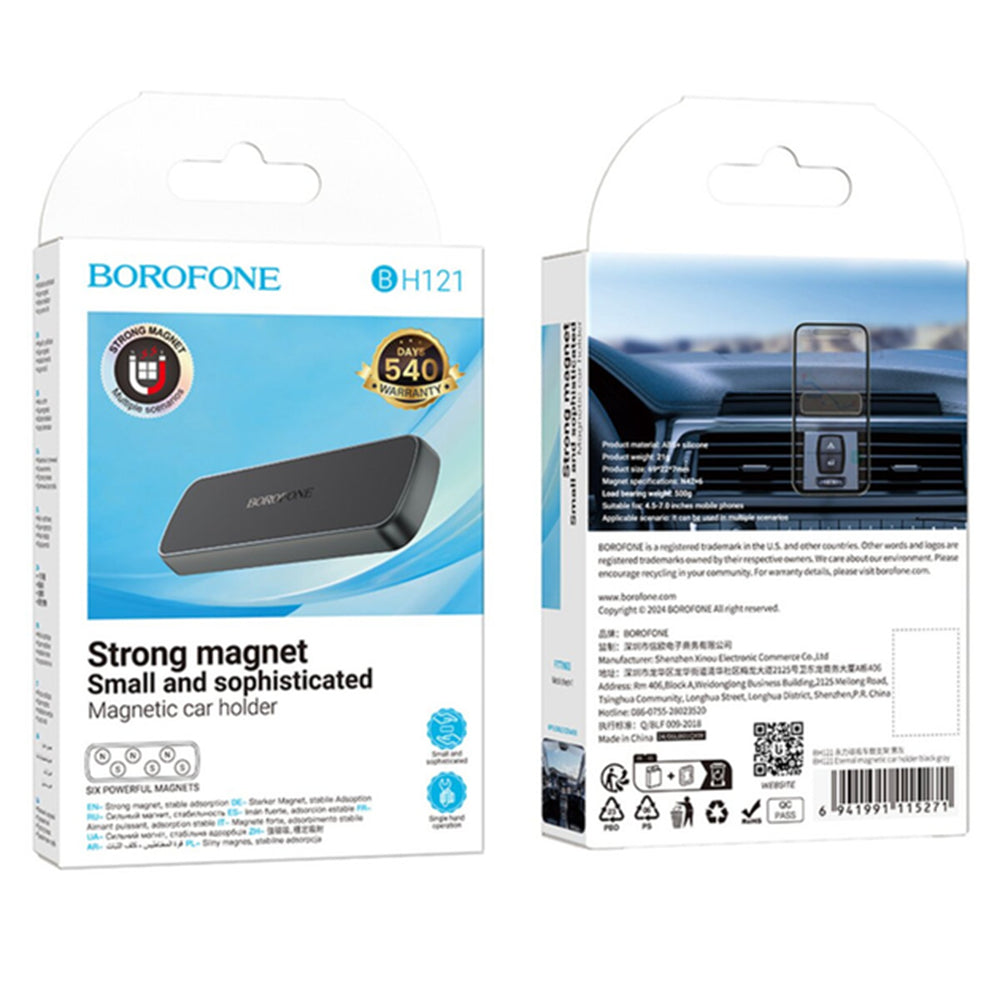 Magnetic Car Holder Borofone BH121, 4.5inch - 7inch, Black Grey