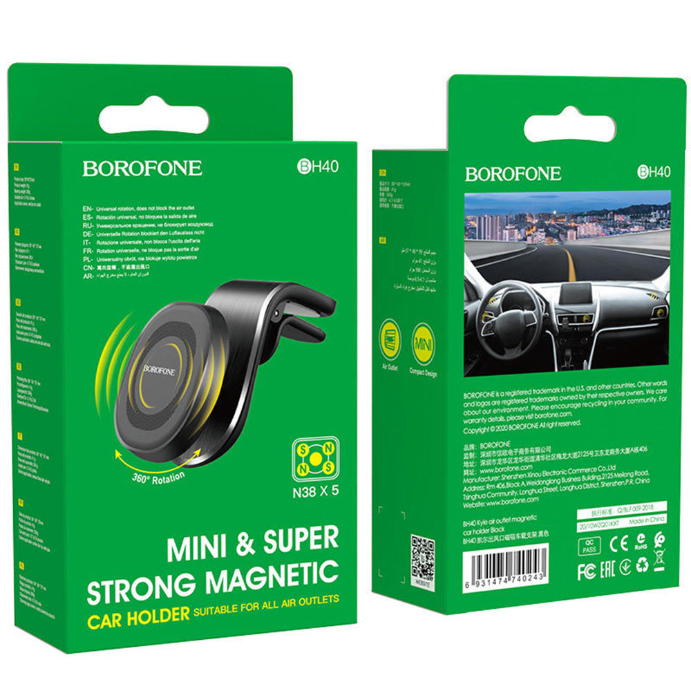 Magnetický držiak do auta Borofone BH40 Kyle, univerzálny, čierny