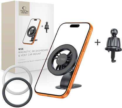 Magnetický držiak do auta Tech-Protect N56 2v1 II, univerzálny, čierny