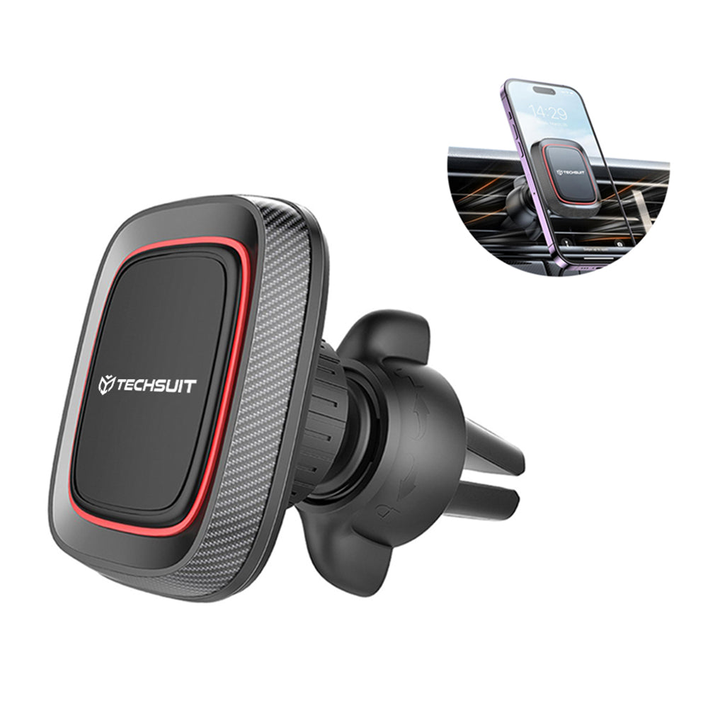 Magnetický držiak do auta Techsuit S4, Univerzálny, Čierno-červený