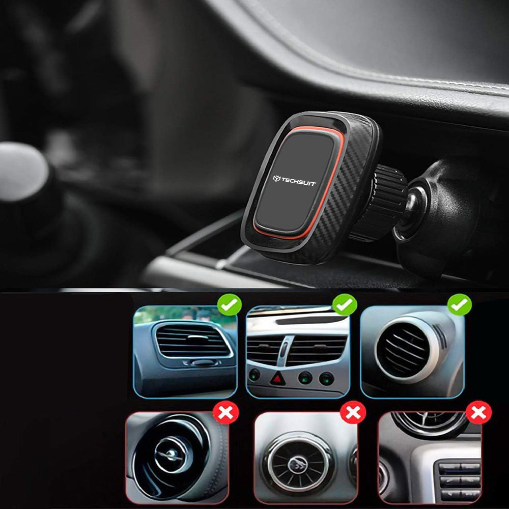 Magnetický držiak do auta Techsuit S4, Univerzálny, Čierno-červený