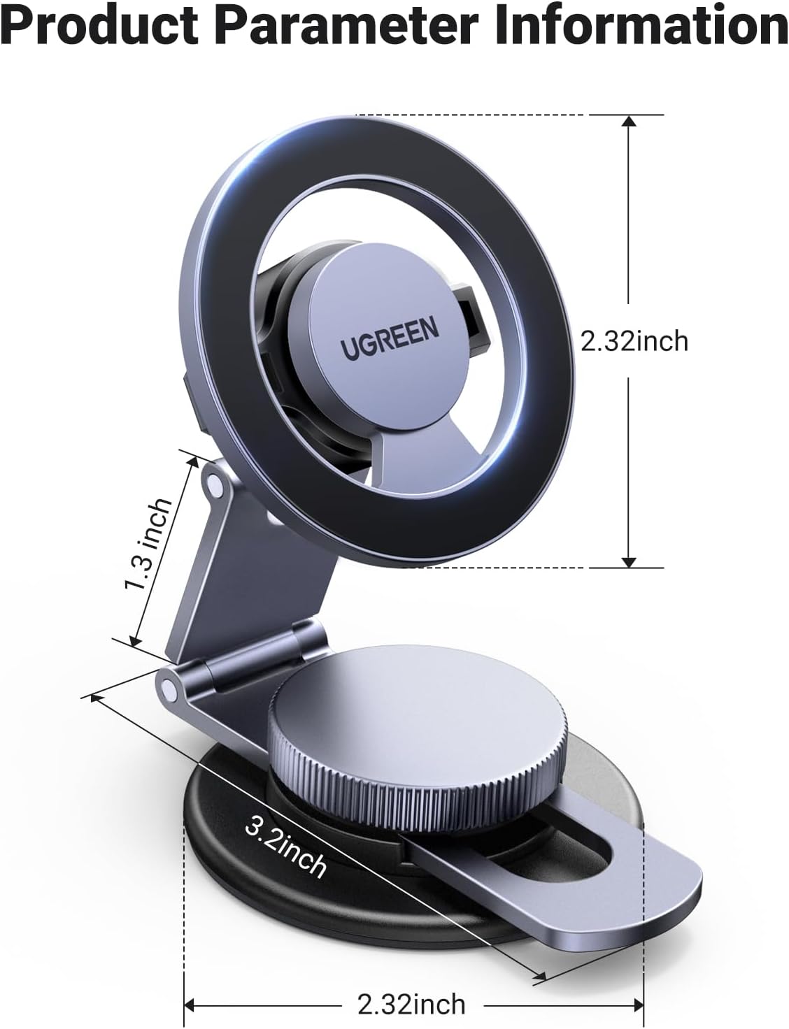 Magnetický držiak do auta UGREEN LP865, Univerzálny, Čierny