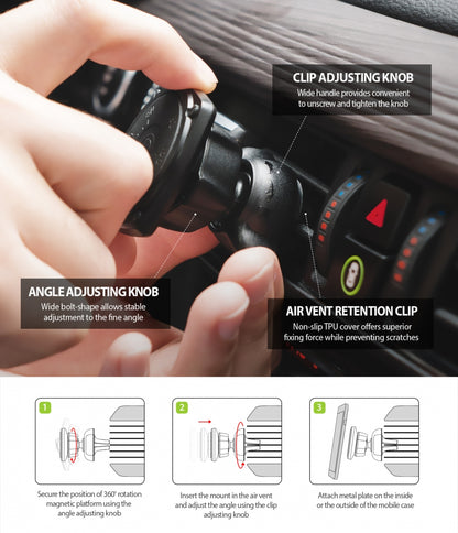 Magnetický držiak do auta Ringke Power Clip, univerzálny, čierny