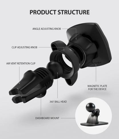 Magnetický držiak do auta Ringke Power Clip, univerzálny, čierny