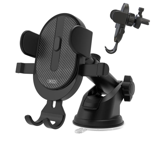 Auto držiak XO Design C60 2v1, 4inch - 6inch, Čierny