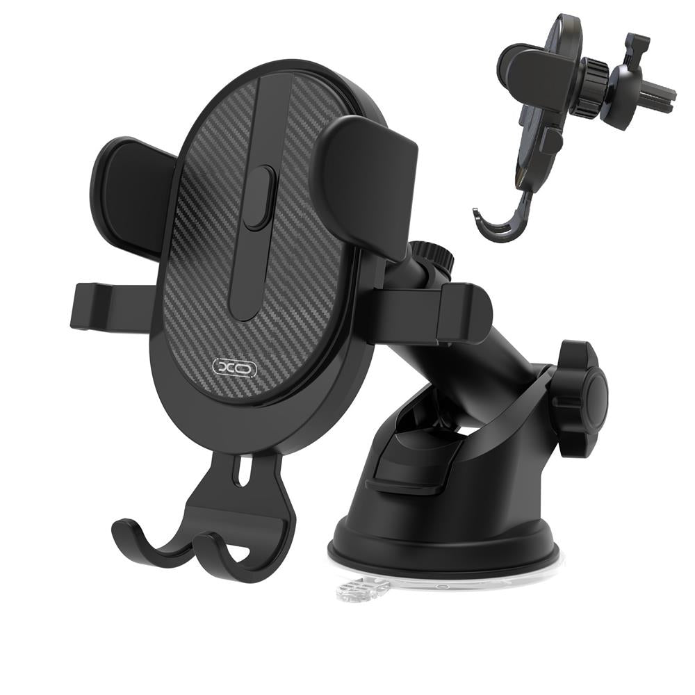 Auto držiak XO Design C60 2v1, 4inch - 6inch, Čierny