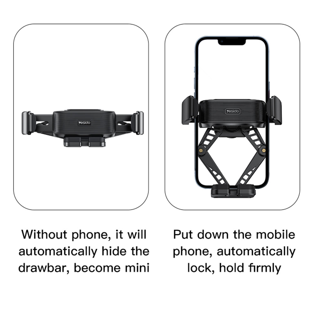 Auto držiak Yesido C166, 4.7inch - 7inch, Čierny