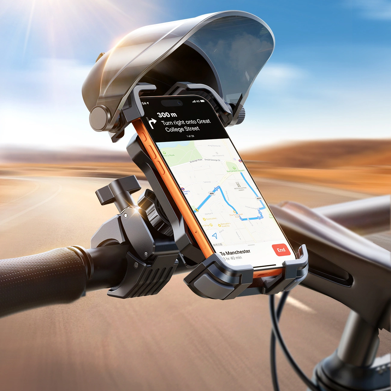 Držiak na bicykel a motorku s tienidlom Joyroom JR-ZS528, 4,7 palca - 7 palcov, čierny