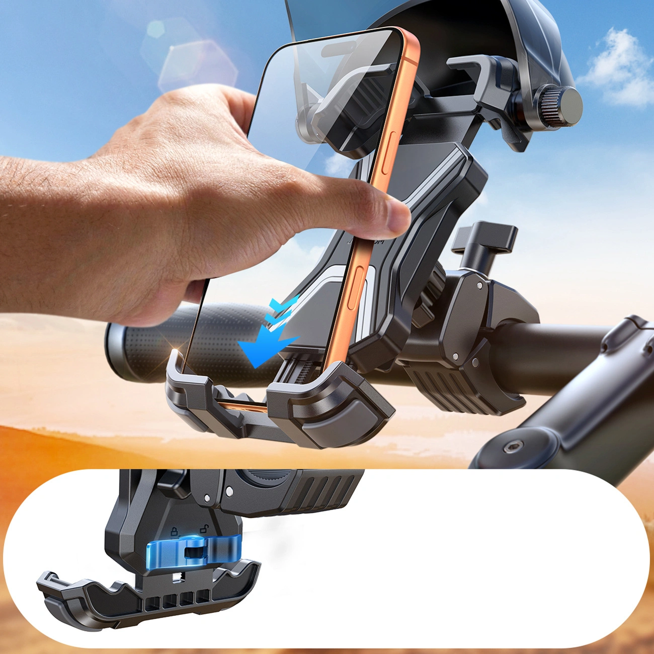 Držiak na bicykel a motorku s tienidlom Joyroom JR-ZS528, 4,7 palca - 7 palcov, čierny