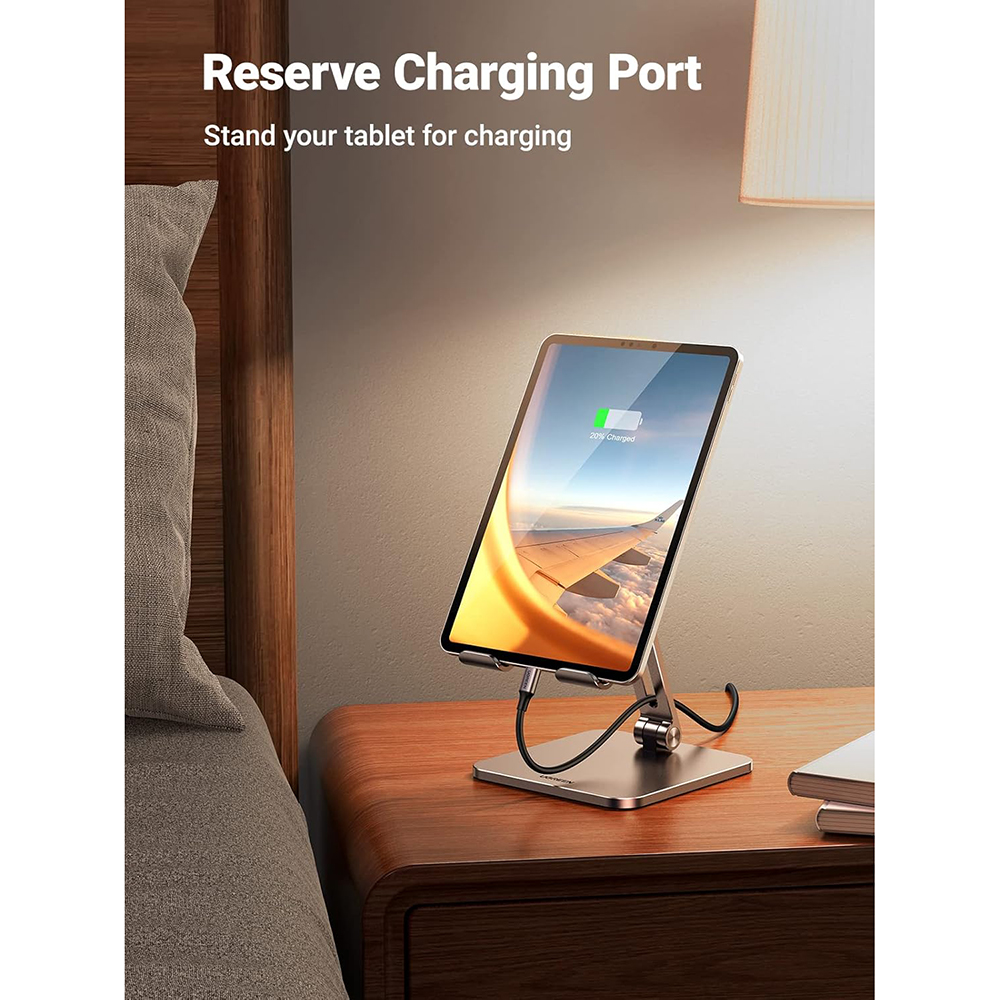 Stojan na stôl UGREEN LP134 pre telefón / tablet, 6,1 palca - 12,9 palca, sivý, znovu zabalený