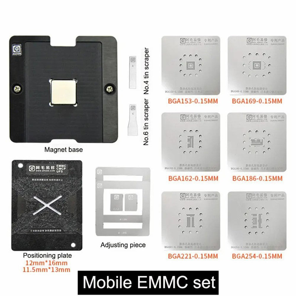 Pracovný držiak na reballing Amaoe pre EMMC BGA 153 / 162 / 169 / 186 / 221 / 254