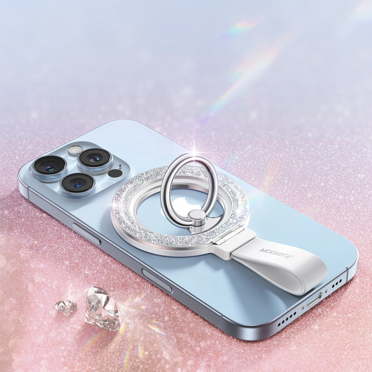 Podpora pre prsteň Joyroom JR-ZS425 Glitter, Univerzálna, Biela