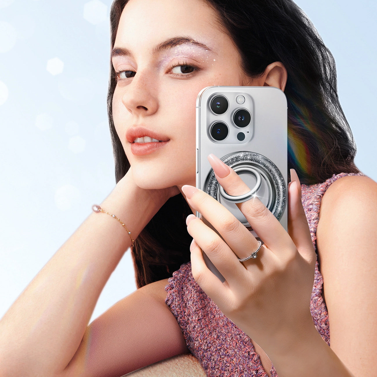 Podpora prsteňa Joyroom JR-ZS425 Glitter, Univerzálna, Čierna