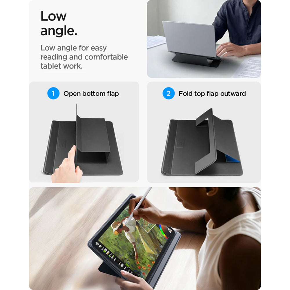 Stojan Spigen Slim Fold LD201-S7 pre notebook max. 14 palcov, čierny AMP11116