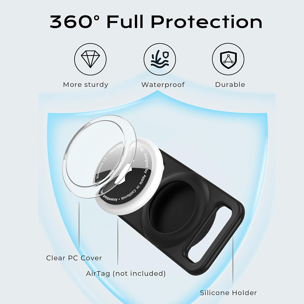 Podpora Techsuit BuddyGuard DG1 pre Apple AirTag na obojok domáceho zvieraťa, čierna