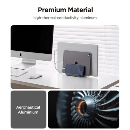 Vertikálny stojan Spigen LD208S4 Two pre laptop s hrúbkou 14mm - 27mm, Sivý