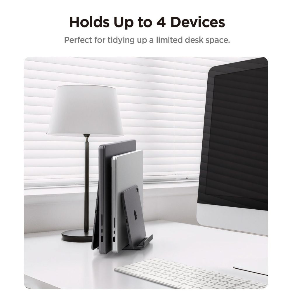 Vertikálny stojan Spigen LD208S4 Two pre laptop s hrúbkou 14mm - 27mm, Sivý