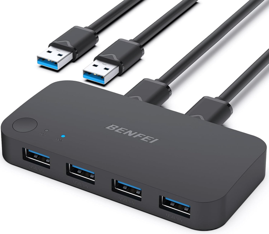 USB prepínač Benfei, 4 x USB-A 3.0, čierny