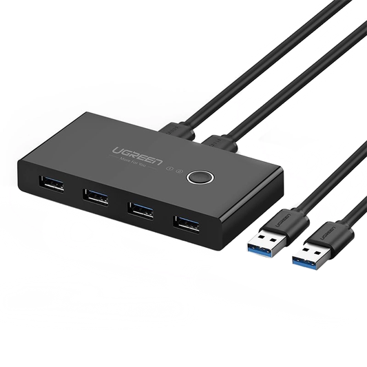 Prepínač USB UGREEN US216 (30768) Two Sharing Box Nová verzia, 4 x USB-A 3.0, Čierny