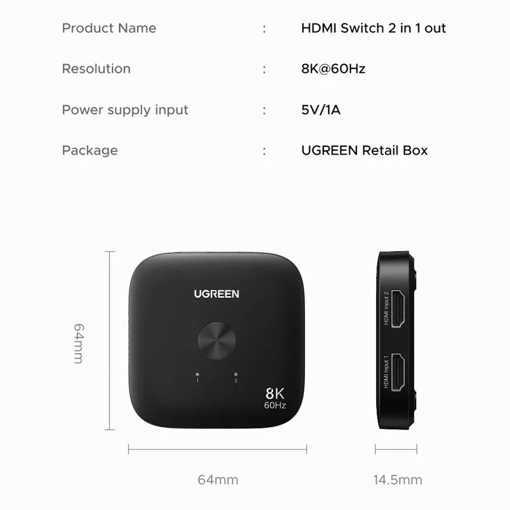 Switch Video HDMI UGREEN 65877, Čierny